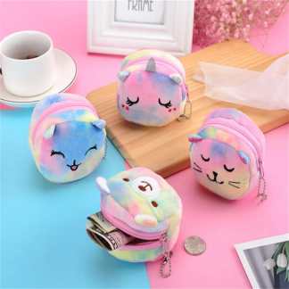 Embroidered Cartoon Plush Coin Purse 1x24Pcs