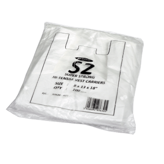 Carry Bag Izzy White Small 20X100pcs (2000pcs) 13x8x18